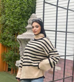 Striped Beige Winter Pullover