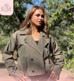 Olive Cropped Trench Coat